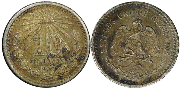 Mexico ESTADOS UNIDOS MEXICANOS Silver 1907 M 10 Centavos KM# 428 (392)