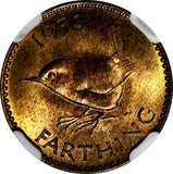 Great Britain George VI  Bronze 1939 Farthing NGC MS64 RB NICE TONING KM# 843(4)