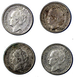 Netherlands Wilhelmina I  Silver  LOT OF 4 COINS 1935-1938 10 Cents  KM# 163(46)