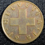 SWITZERLAND Bronze 1951 B 2 Rappen KM# 47 (23 398)