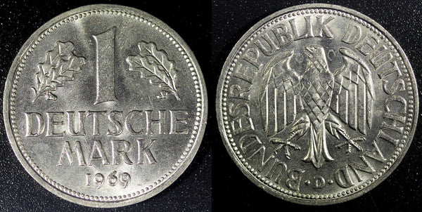 Germany-Federal Republic 1969 D 1 Mark Munich Mint UNC KM# 110  (23 338)