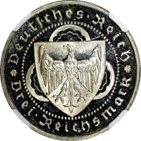 Germany Silver PROOF 1930 G 3 Mark NGC PF60 Death Von Der Vogelweide KM69(008)
