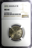 Angola Copper-Nickel 1972 5 Escudos NGC MS66 GEM BU KM# 81 (018)