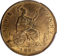 Great Britain Victoria Bronze 1886 1 Penny PCGS MS63 RB Light Toned KM# 755 (3)