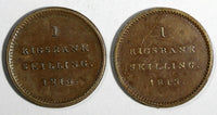 DENMARK Frederik VI Copper LOT OF 2 COINS 1813 1 Rigsbankskilling KM# 680