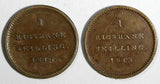 DENMARK Frederik VI Copper LOT OF 2 COINS 1813 1 Rigsbankskilling KM# 680