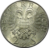 Austria Silver 1934 2 Schilling Engelbert Dollfuss 29.4 mm KM# 2852  (20 537)