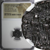 EASTERN ROMAN ARCADIUS AD 383-408 AE4 Nummus /Three emperors NGC (037)