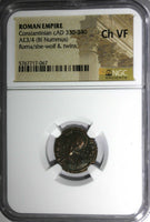 Roman Empire Constantinian BI Nummus cAD 330-340 Roma/She-Wolf&Twins NGC Ch VF