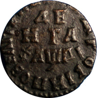 RUSSIA PETER I Copper 1714 Denga, 1/2 Kopek 3,75 g.  KM# 116
