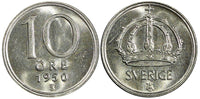 Sweden Gustaf V (1907-1950) Silver 1950 10 Öre GEM BU KM# 813 (22 057)