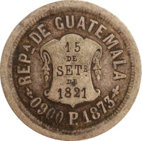 GUATEMALA Silver 1873 P  2 Reales 24mm Paz Duran KM# 149 (23 310)