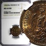 MEXICO Bronze 1906 Mo 1 Centavo GRADED NGC MS64 RB KM# 415 (047)