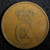 Denmark Christian IX Bronze 1899 VBP 2 Ore  KM# 793.2 (23 780)