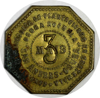 GUATEMALA TOKEN BRASS MAIS 3 REALES SAN ANDRES OSUNA ESTATE 25mm RULAU Gma 97