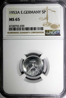 Germany - Democratic Republic Aluminum 1953 A 5 Pfennig NGC MS65 KM# 6 (039)