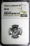 Germany - Democratic Republic Aluminum 1953 A 5 Pfennig NGC MS65 KM# 6 (039)