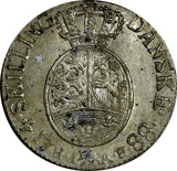 Norway Christian VII Silver 1788 HIAB 4 Skilling Mint-375,000 High Grade KM#256a