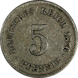 Germany - Empire Wilhelm I 1876 G 5 Pfennig Baden-Württemberg Mint KM# 3 (075)
