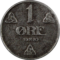 Norway Haakon VII Iron 1920 1 Øre WWI Issue RARE DATE KM# 367a (20 840)