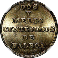 PANAMA Copper-Nickel 1940 2,5 Centesimos NGC MS65 Balboa NICE TONING KM# 16(018)