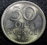 SWEDEN Gustaf VI Adolf Copper-Nickel 1971 50 Öre BU KM# 837 (23 059)