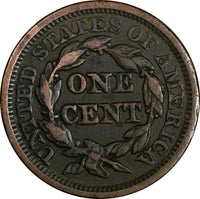 US Copper 1845 Braided Hair Large Cent 1C (13 693)