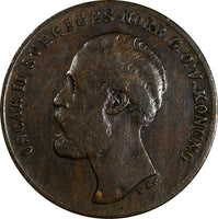 SWEDEN Oscar II Bronze 1873 L A. 1 Ore  KM# 728 (17 879)