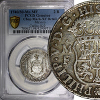 Mexico Philip V Silver 1740/30 Mo MF 2 Reales Overd PCGS XF DET. Chop Mark KM#85