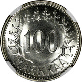 Finland Silver 1960 S 100 Markkaa NGC MS66 Low Mintage-290,000 BU KM# 41 (028)