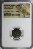 WESTERN ROMAN Honorius  AD 393-423 AE3 Nummus Constantinopolis seated NGC (293)