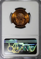 MEXICO Bronze 1943 Mo 5 Centavos NGC MS65 RB  RED ! TOP GRADED KM# 424 (14)