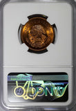 MEXICO Bronze 1943 Mo 5 Centavos NGC MS65 RB  RED ! TOP GRADED KM# 424 (14)