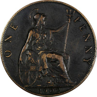 Great Britain Edward VII Bronze 1902 1 Penny 1 YEAR TYPE KM# 794.1 (14 885)