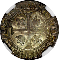FRANCE Charles VI 1380-1422 Silver Blanc Guenar NGC AU55 Cremiu Duplessy-377a
