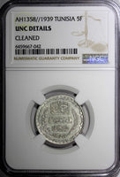 Tunisia Silver AH1358 // 1939 5 Francs NGC UNC DETAILS KM# 264 (042)