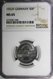 Germany, Weimar Republic Aluminum 1922 F 50 Pfennig NGC MS65 TOP GRADED KM27 (6)