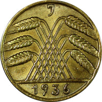 Germany - Third Reich 1936 J 10 Reichspfennig BETTER DATE KM# 40 (21 233)