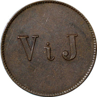 Guatemala Copper Nd (c - 1890) Finca Las Mercedes V I J Token 25 mm Rulau Gma337