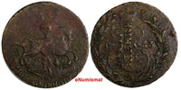 Russia CATHERINE II  1763 EM 2 Kopecks OVERSTRUCK on 1762 4 Kopecks C#58.3 (57)