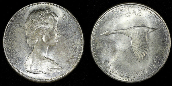 CANADA Elizabeth II Silver 1967 $1.00 Dollar Goose UNC KM# 2287 (22 774)