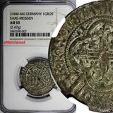GERMANY.Saxe-Meisen Silver (1440-64) 1 Shieldgrosch NGC AU53 (2.47g) SCARCE (07)