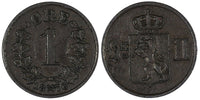 NORWAY Oscar II Bronze 1876 1 Ore Lion 1ST DATE FOR TYPE KM# 352 (20 828)