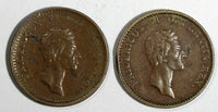 DENMARK Frederik VI Copper LOT OF 2 COINS 1813 1 Rigsbankskilling KM# 680