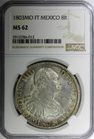 Mexico SPANISH COLONY Charles IV Silver 1803 MO FT 8 Reales NGC MS62 KM# 109(2)