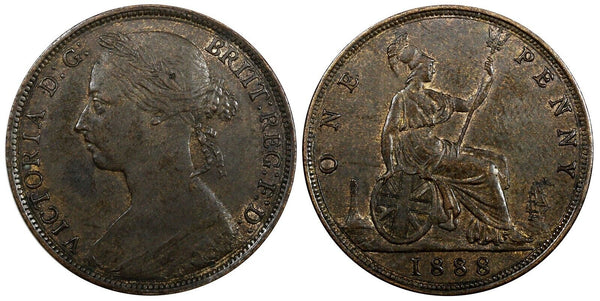 Great Britain Victoria (1837-1901) 1888 1 Penny Toned KM# 755 (20 573)