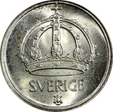 Sweden Gustaf V Silver 1943 G 25 Öre 1stYear Type GEM BU COIN KM# 816 (22 032)