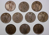 Finland Nicholas II Copper LOT OF 10 COINS 1915  5 Pennia KM# 15