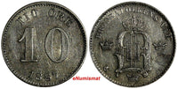 SWEDEN Oscar II Silver 1887 EB 10 Ore  XF Condition KM# 755 (15 583)