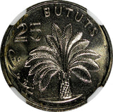 Gambia Copper-Nickel 1971 25 Bututs NGC MS64 OIL PALM KM# 11 (043)